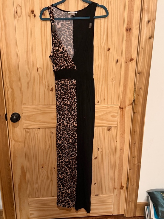 Lascana For Venus Dresses & Skirts - Sleeveless Black and Leopard Maxi Dress